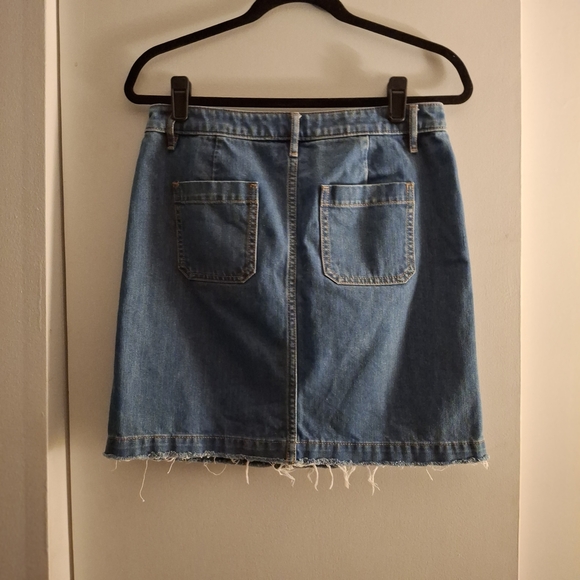 LOFT Women's Denim Blue Button Front Mini Skirt - Picture 2 of 5